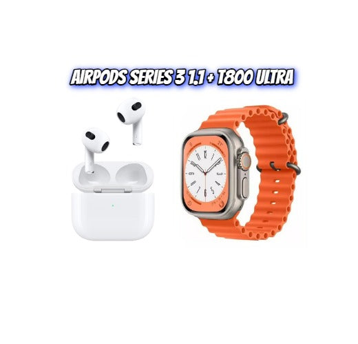 Airpods 3 Generación + Smartwatch T800 Ultra